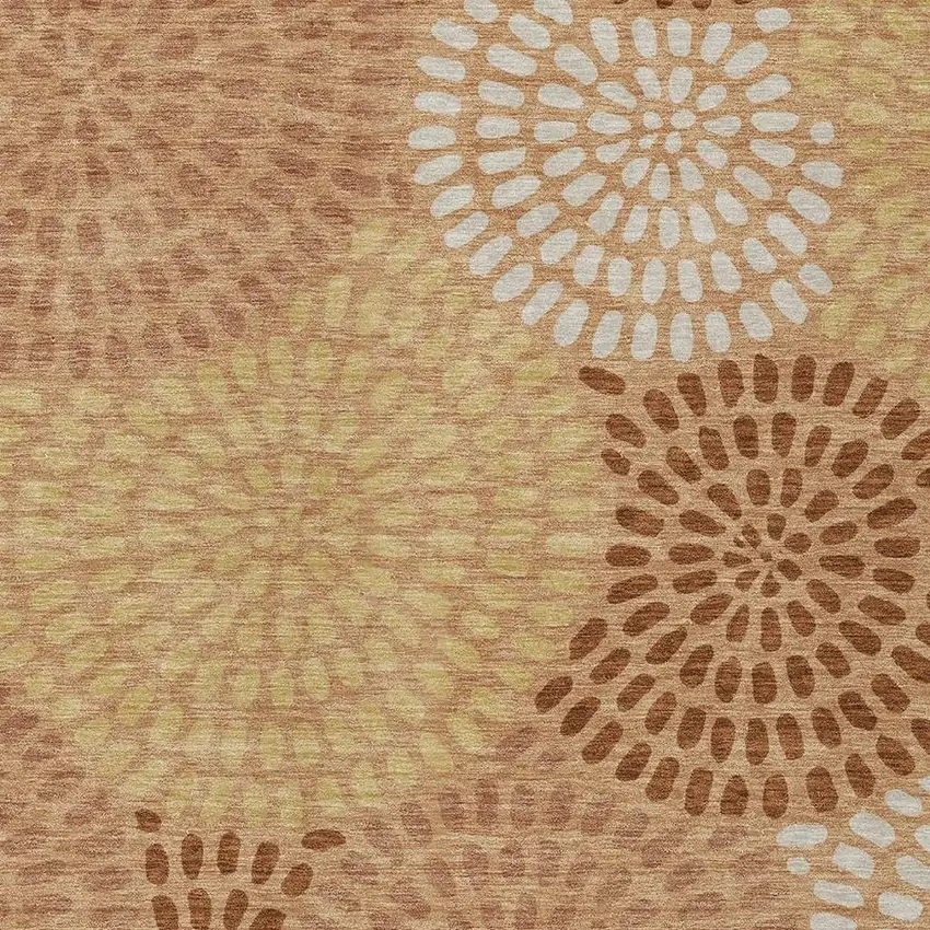 Copper And Orange Geometric Washable Indoor Outdoor Area Rug Photo 3