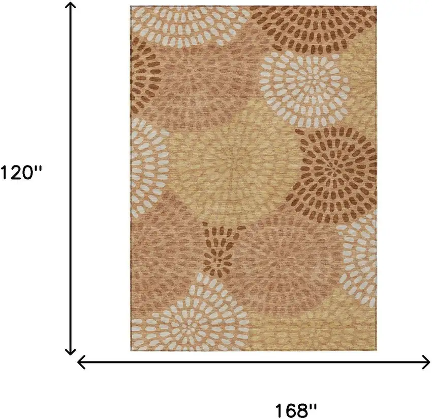 Copper And Orange Geometric Washable Indoor Outdoor Area Rug Photo 7