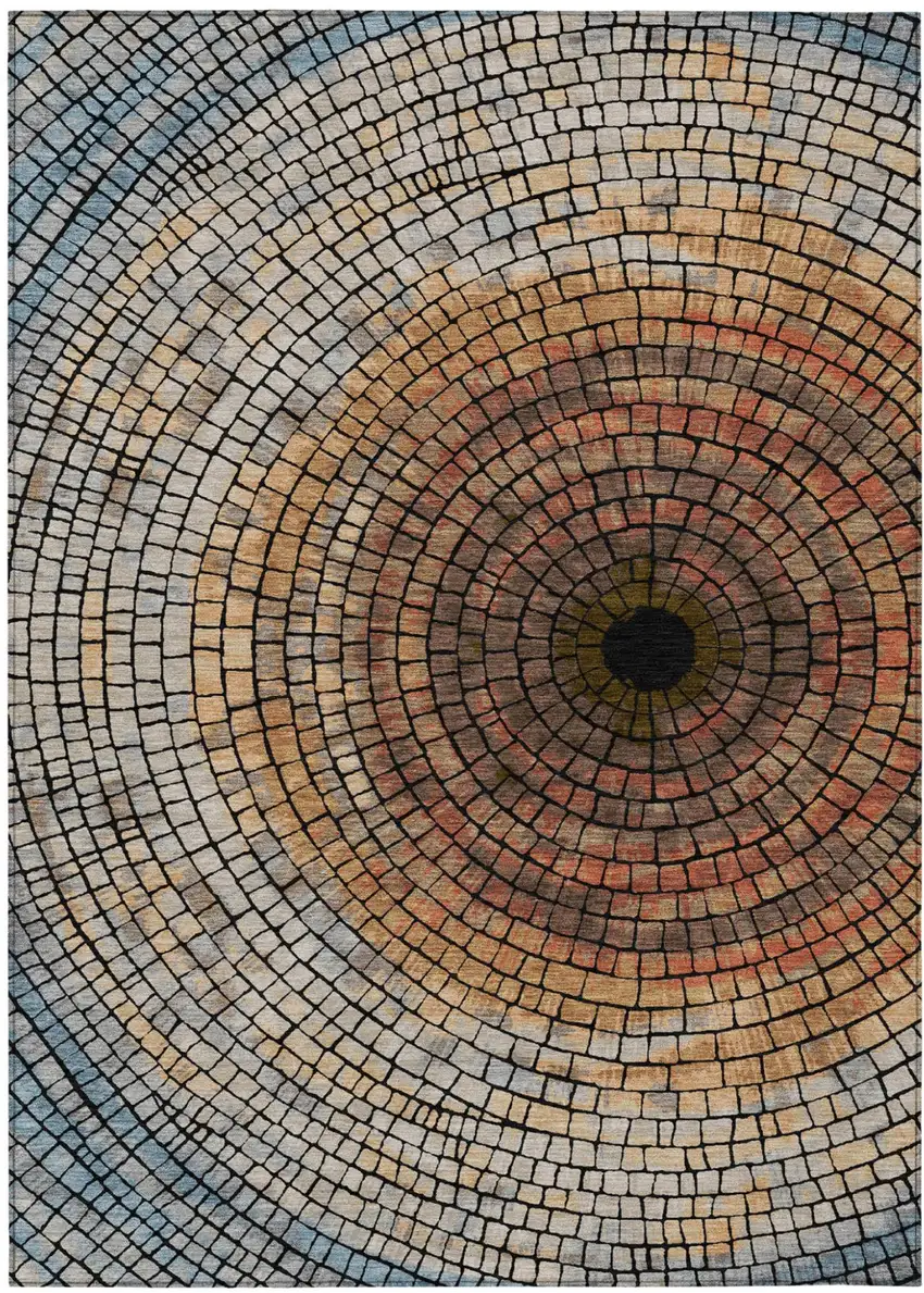 Copper And Orange Geometric Washable Indoor Outdoor Area Rug Photo 2