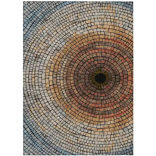 Copper And Orange Geometric Washable Indoor Outdoor Area Rug Photo 2