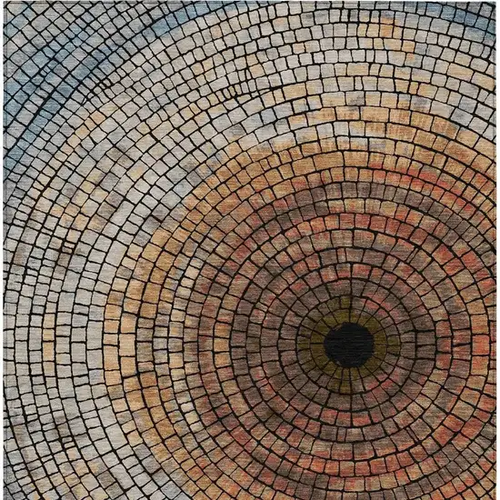 Copper And Orange Geometric Washable Indoor Outdoor Area Rug Photo 4