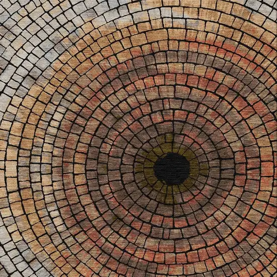 Copper And Orange Geometric Washable Indoor Outdoor Area Rug Photo 3