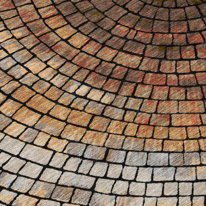 Copper And Orange Geometric Washable Indoor Outdoor Area Rug Photo 6
