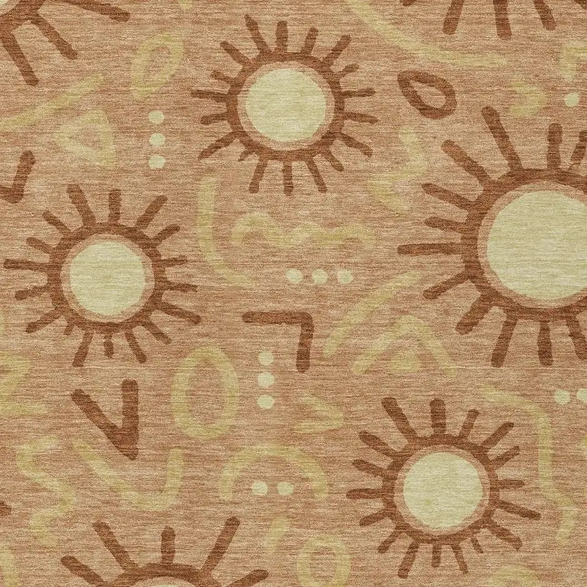 Copper And Orange Geometric Washable Indoor Outdoor Area Rug Photo 2