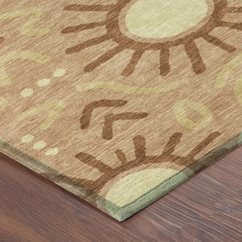 Copper And Orange Geometric Washable Indoor Outdoor Area Rug Photo 4
