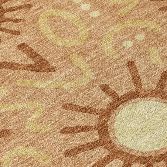 Copper And Orange Geometric Washable Indoor Outdoor Area Rug Photo 5