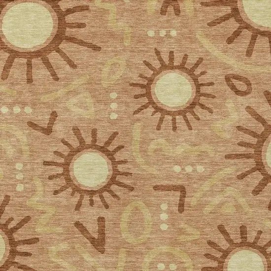 Copper And Orange Geometric Washable Indoor Outdoor Area Rug Photo 2