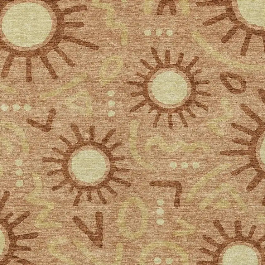 Copper And Orange Geometric Washable Indoor Outdoor Area Rug Photo 2