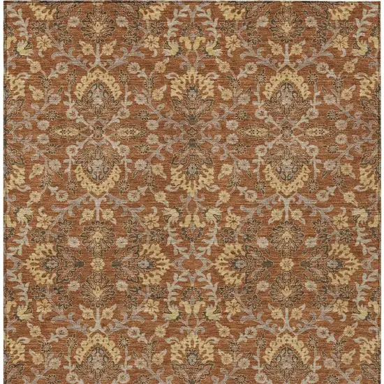 Copper And Orange Geometric Washable Indoor Outdoor Area Rug Photo 3