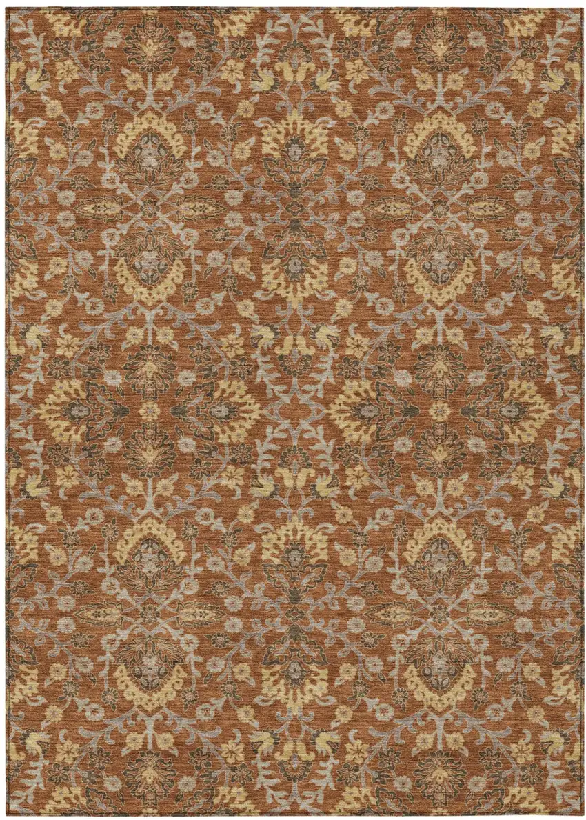 Copper And Orange Geometric Washable Indoor Outdoor Area Rug Photo 1