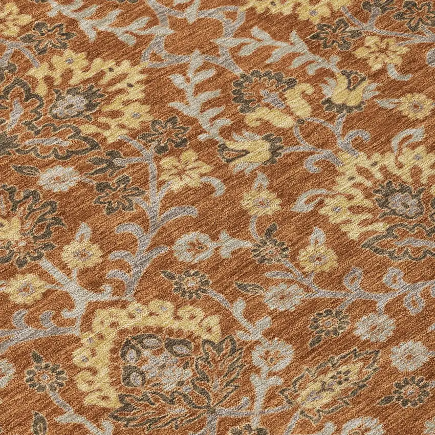 Copper And Orange Geometric Washable Indoor Outdoor Area Rug Photo 5