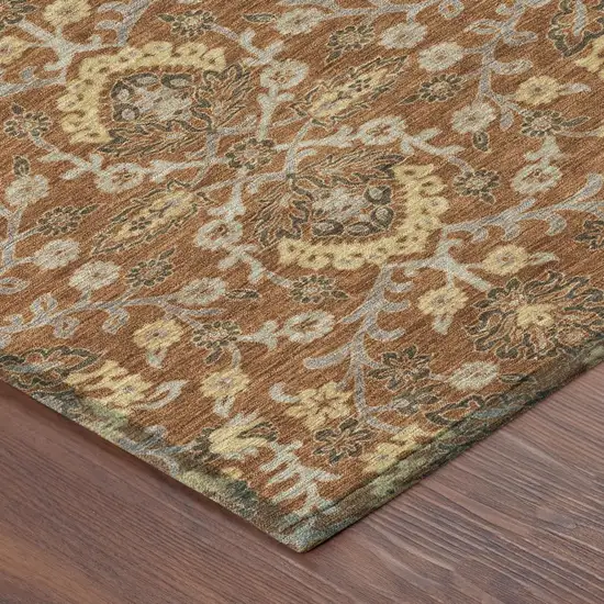 Copper And Orange Geometric Washable Indoor Outdoor Area Rug Photo 4