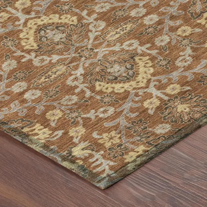 Copper And Orange Geometric Washable Indoor Outdoor Area Rug Photo 4