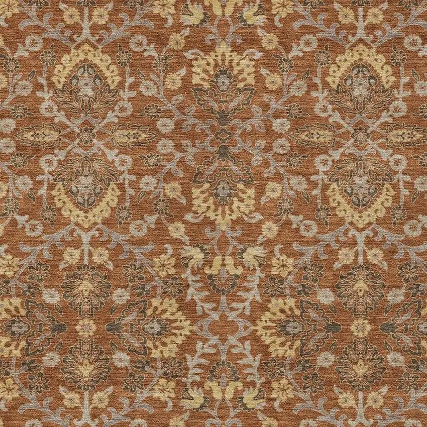 Copper And Orange Geometric Washable Indoor Outdoor Area Rug Photo 2
