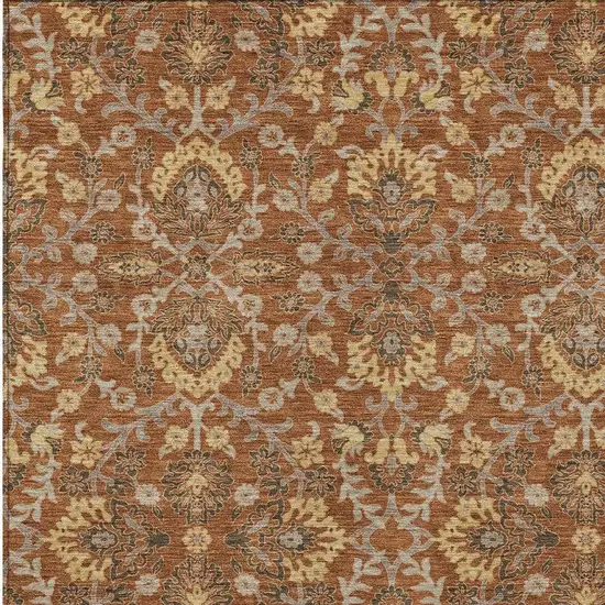 Copper And Orange Geometric Washable Indoor Outdoor Area Rug Photo 2