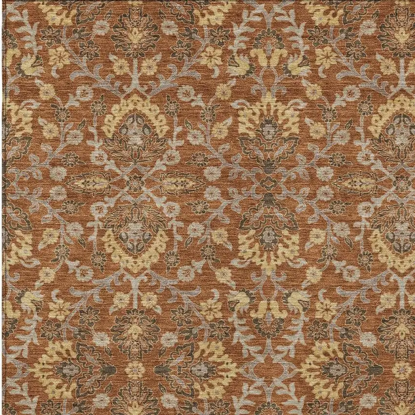 Copper And Orange Geometric Washable Indoor Outdoor Area Rug Photo 2