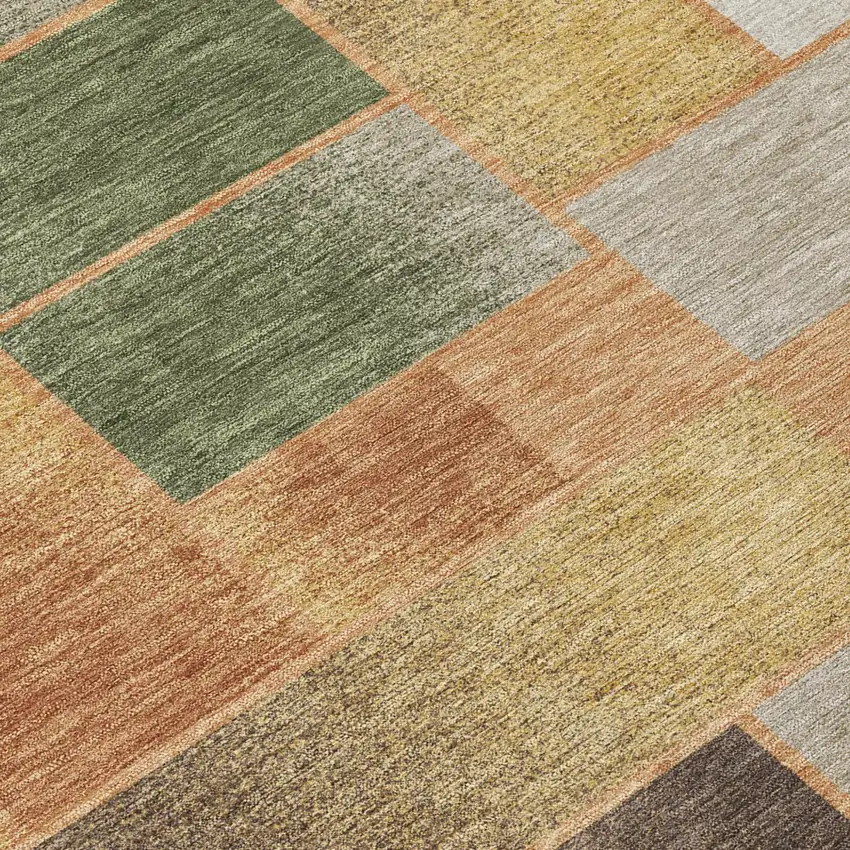 Copper And Orange Geometric Washable Indoor Outdoor Area Rug Photo 6