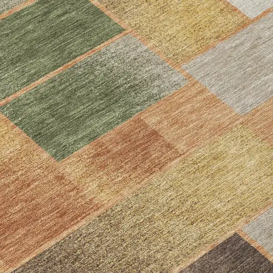 Copper And Orange Geometric Washable Indoor Outdoor Area Rug Photo 6