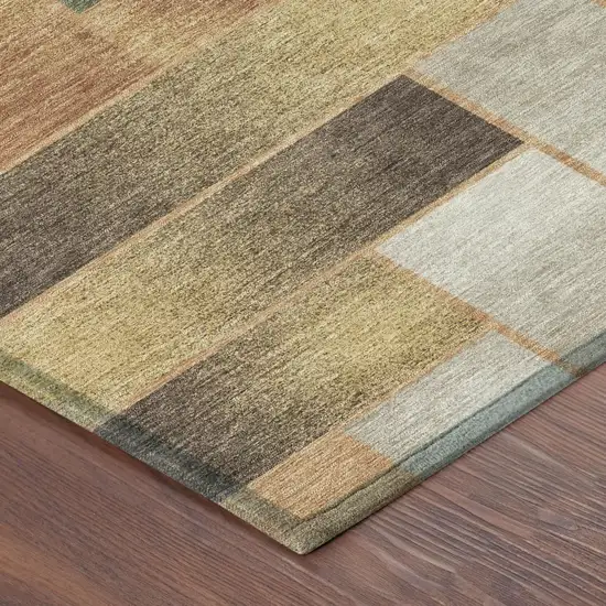 Copper And Orange Geometric Washable Indoor Outdoor Area Rug Photo 5