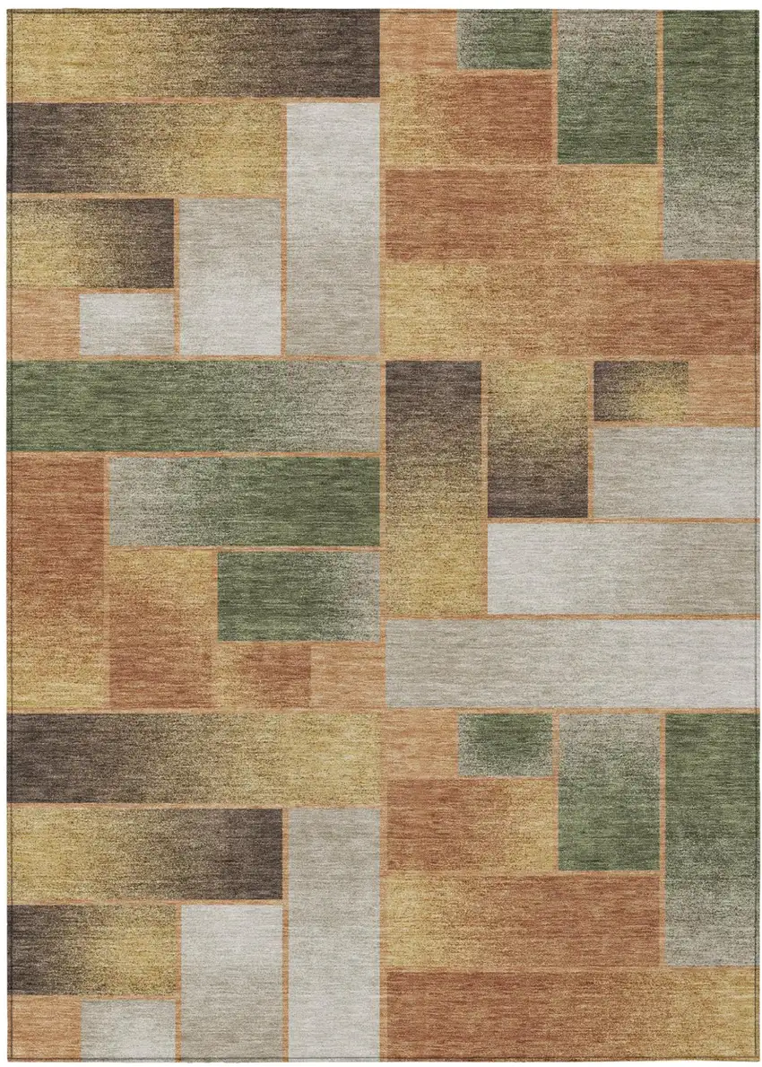 Copper And Orange Geometric Washable Indoor Outdoor Area Rug Photo 2
