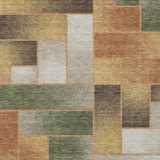 Copper And Orange Geometric Washable Indoor Outdoor Area Rug Photo 3