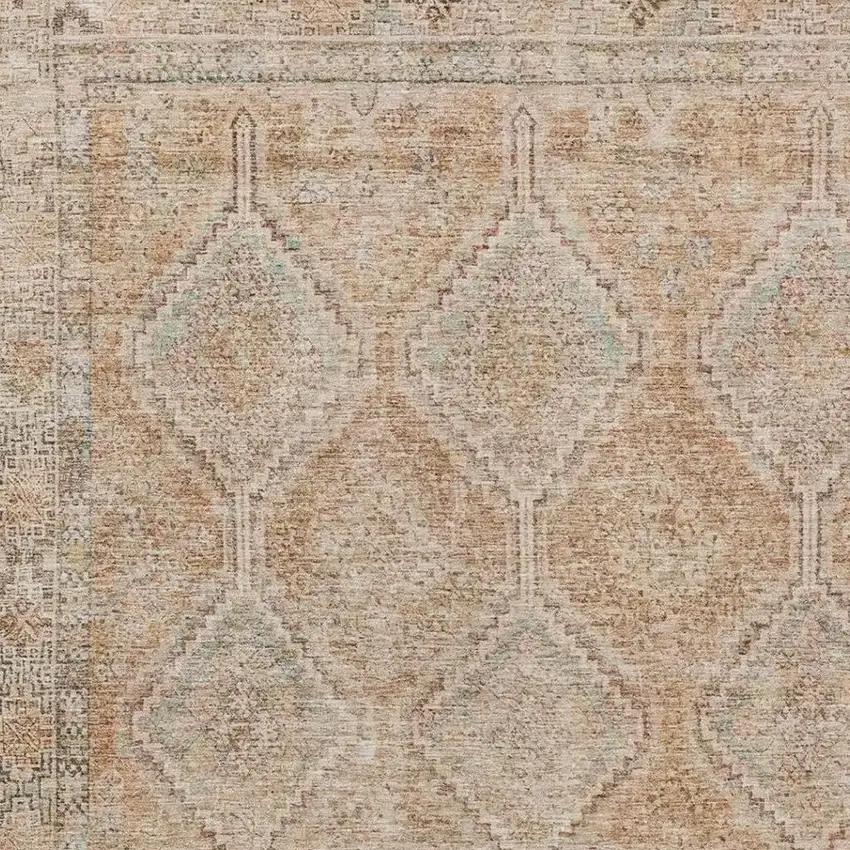 Copper And Orange Geometric Washable Indoor Outdoor Area Rug Photo 3