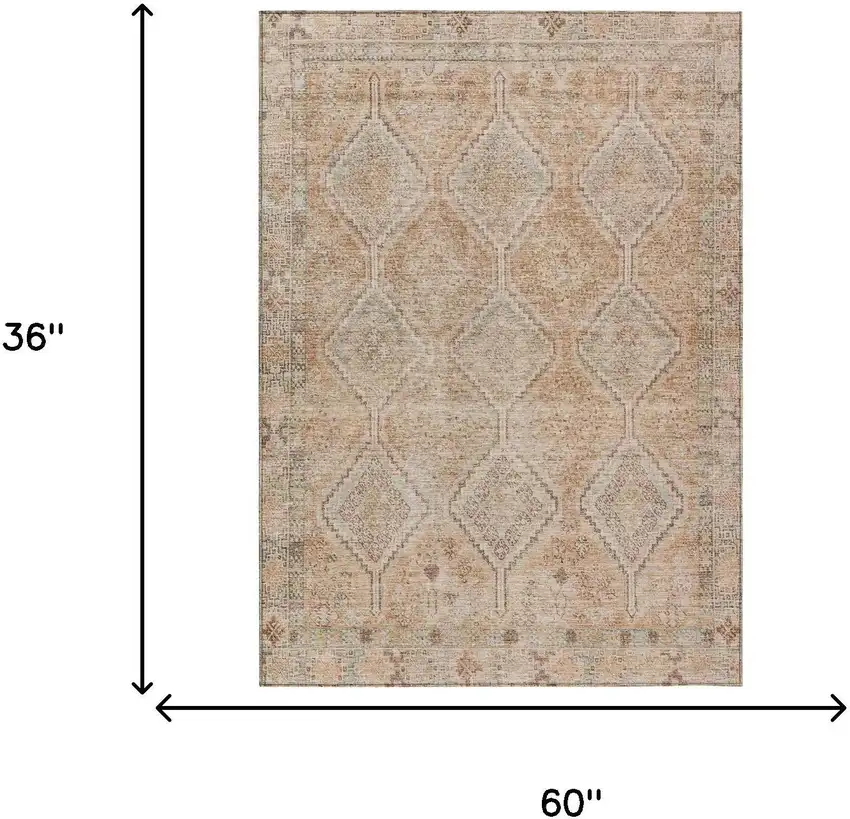 Copper And Orange Geometric Washable Indoor Outdoor Area Rug Photo 7