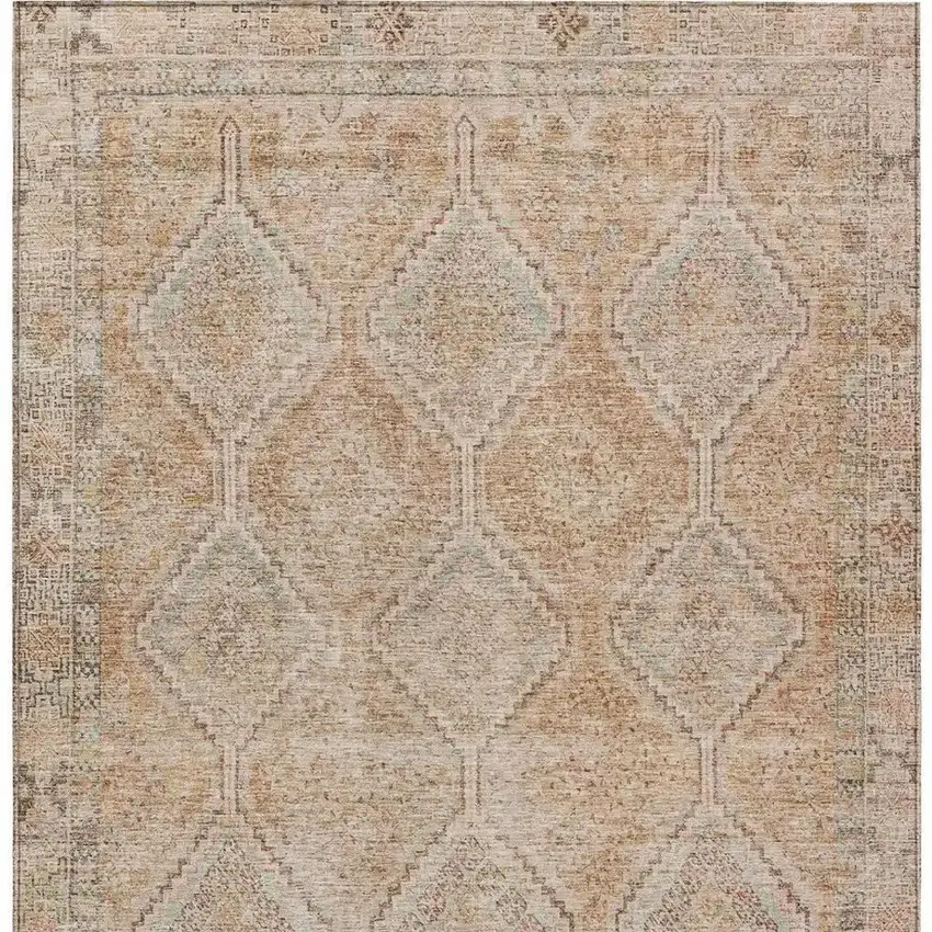 Copper And Orange Geometric Washable Indoor Outdoor Area Rug Photo 4
