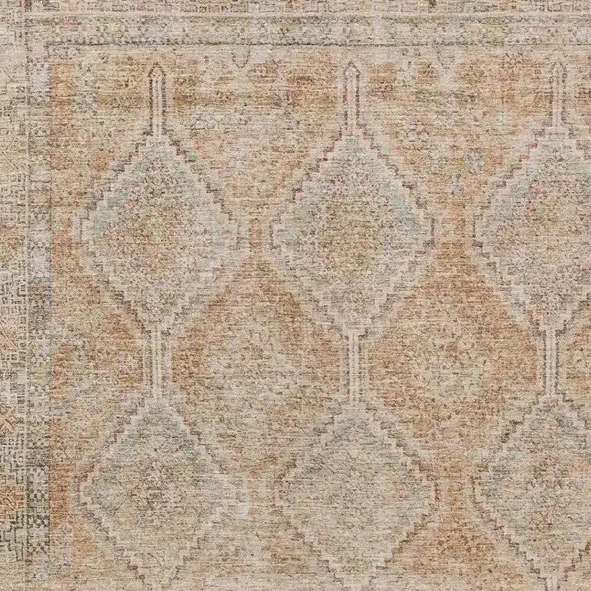 Copper And Orange Geometric Washable Indoor Outdoor Area Rug Photo 3
