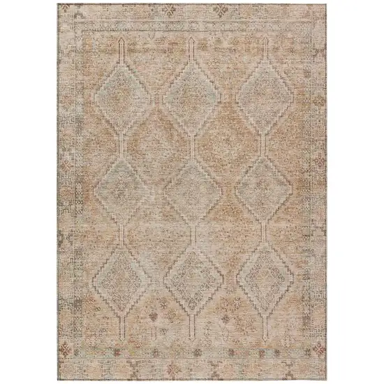 Copper And Orange Geometric Washable Indoor Outdoor Area Rug Photo 2