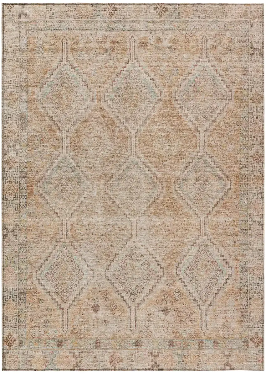 Copper And Orange Geometric Washable Indoor Outdoor Area Rug Photo 2