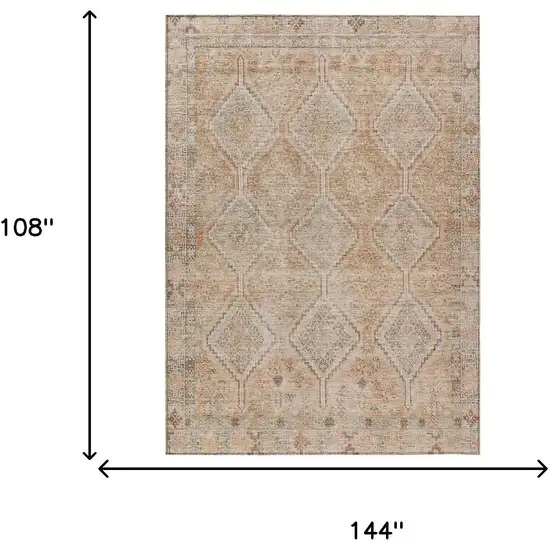 Copper And Orange Geometric Washable Indoor Outdoor Area Rug Photo 7