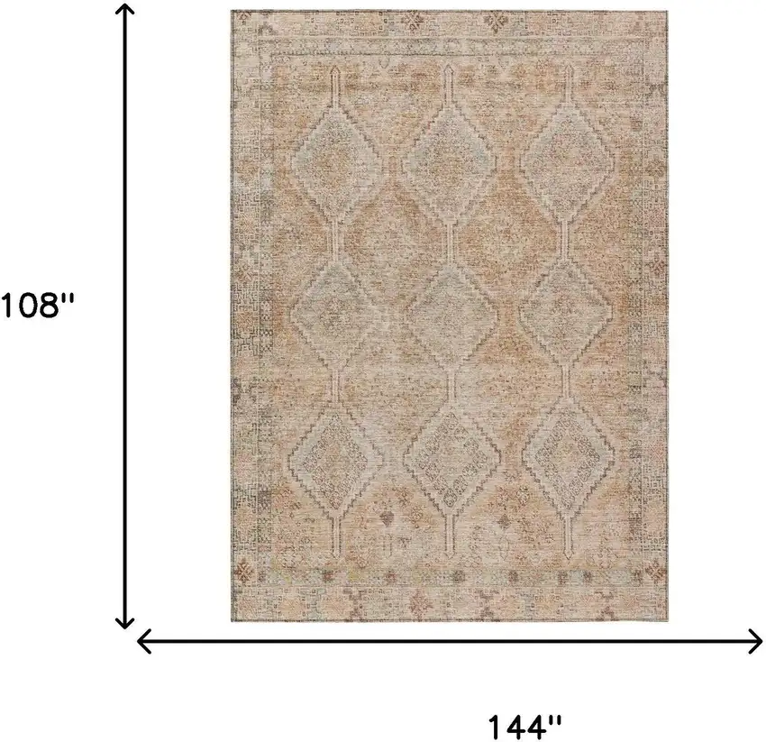 Copper And Orange Geometric Washable Indoor Outdoor Area Rug Photo 7
