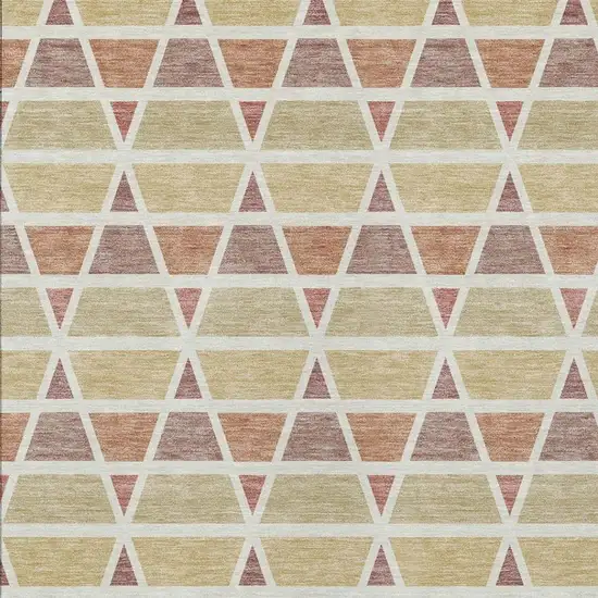 Copper And Orange Geometric Washable Indoor Outdoor Area Rug Photo 3