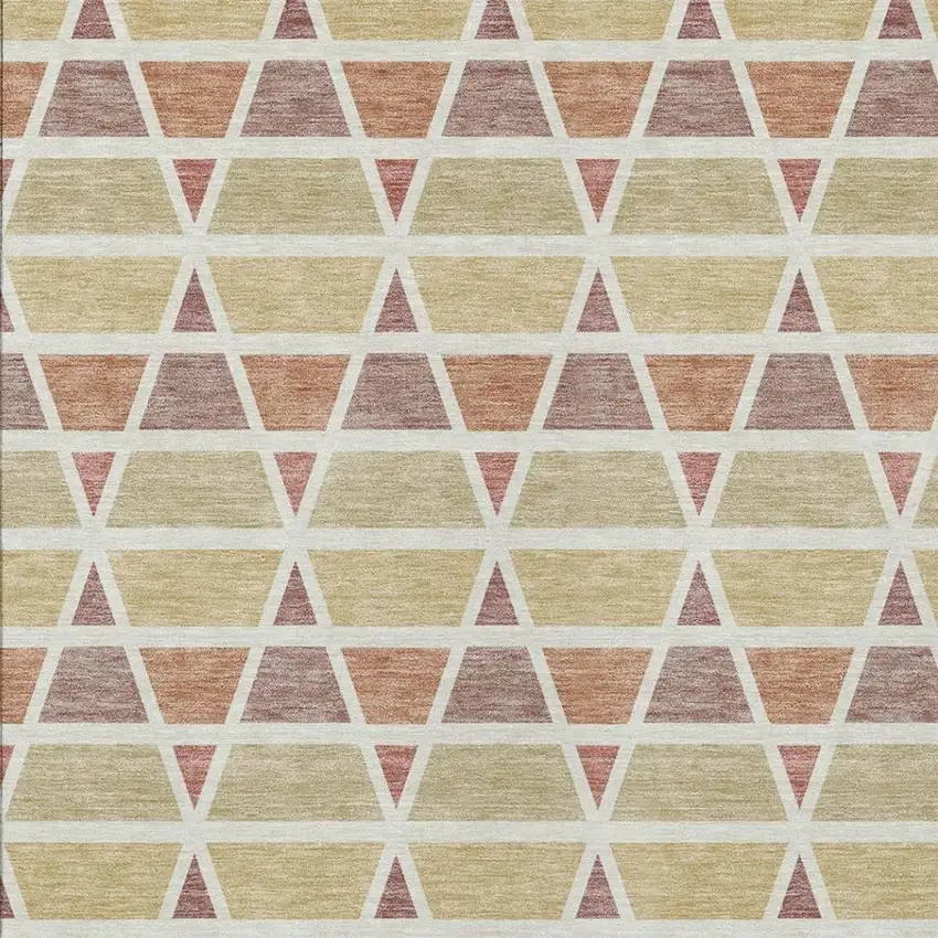 Copper And Orange Geometric Washable Indoor Outdoor Area Rug Photo 3