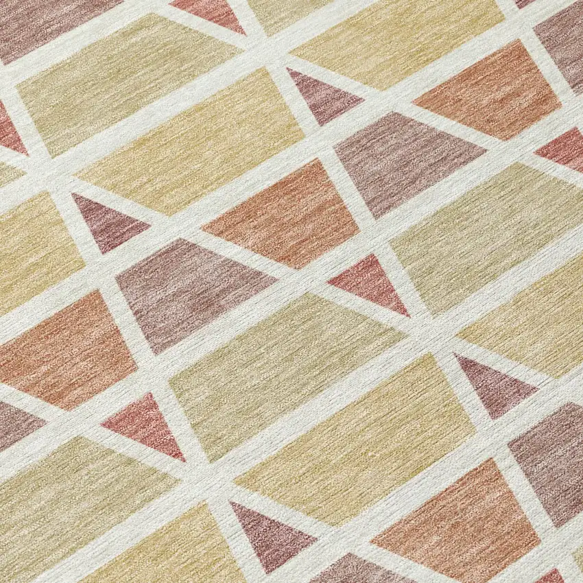 Copper And Orange Geometric Washable Indoor Outdoor Area Rug Photo 6