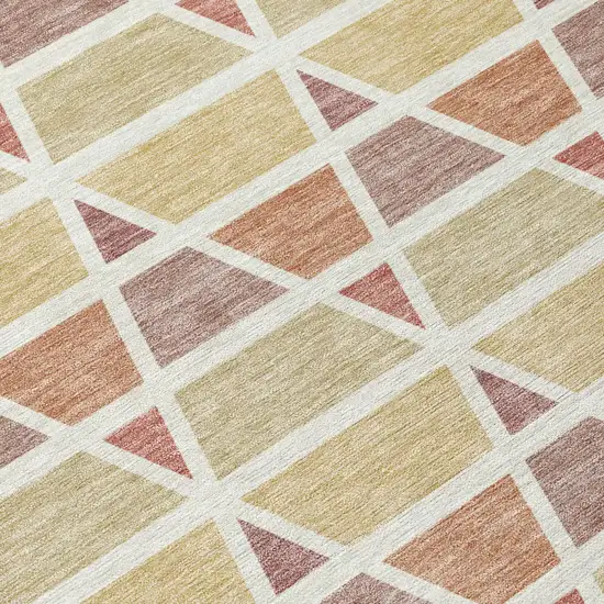 Copper And Orange Geometric Washable Indoor Outdoor Area Rug Photo 6