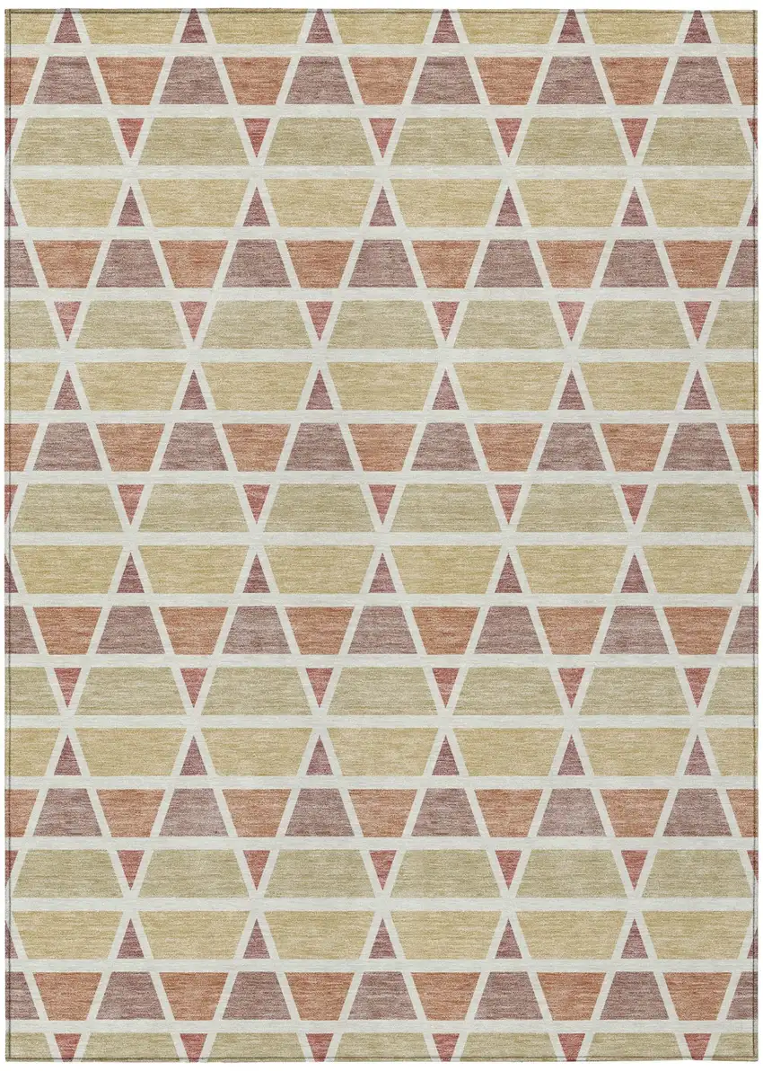 Copper And Orange Geometric Washable Indoor Outdoor Area Rug Photo 2
