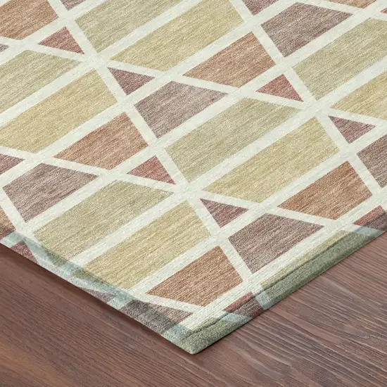 Copper And Orange Geometric Washable Indoor Outdoor Area Rug Photo 5
