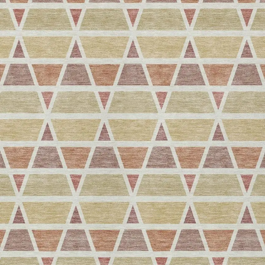 Copper And Orange Geometric Washable Indoor Outdoor Area Rug Photo 3