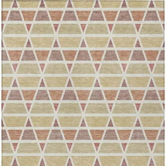 Copper And Orange Geometric Washable Indoor Outdoor Area Rug Photo 4