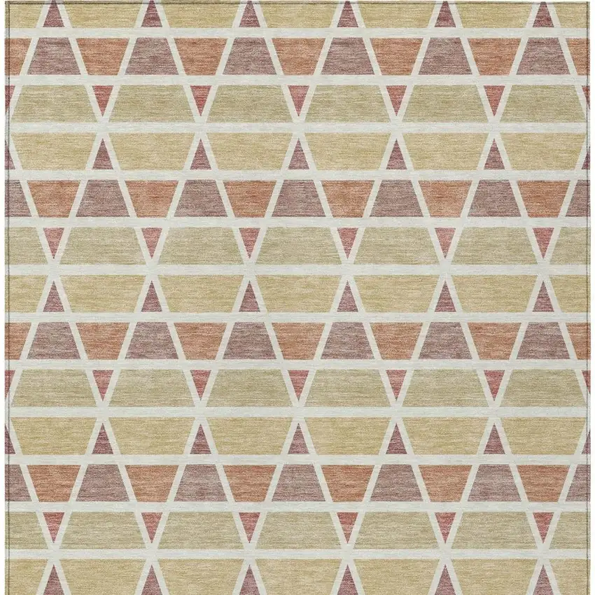 Copper And Orange Geometric Washable Indoor Outdoor Area Rug Photo 4