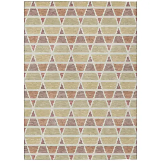 Copper And Orange Geometric Washable Indoor Outdoor Area Rug Photo 2