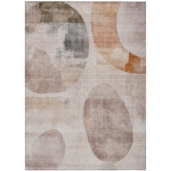 Copper And Orange Geometric Washable Indoor Outdoor Area Rug Photo 2