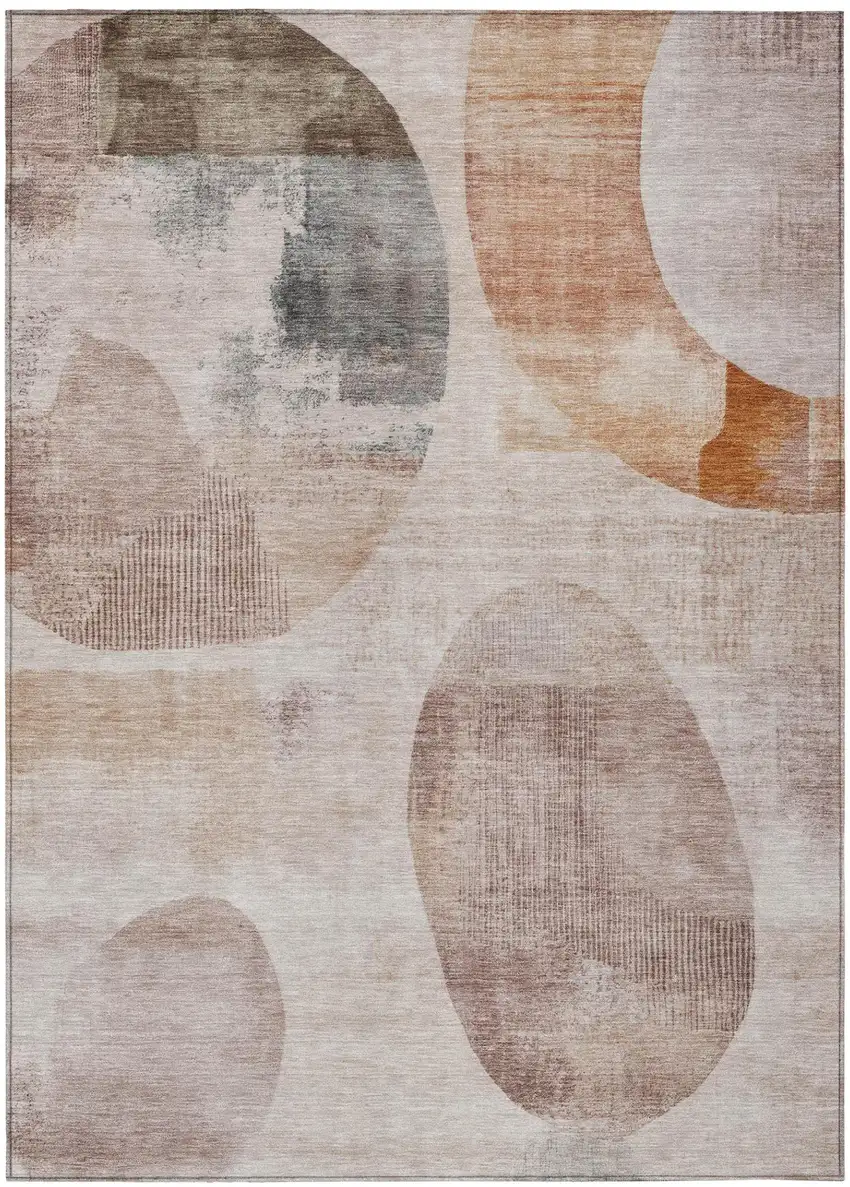 Copper And Orange Geometric Washable Indoor Outdoor Area Rug Photo 2