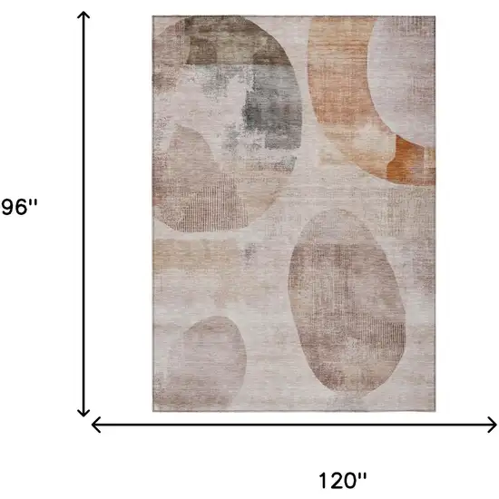 Copper And Orange Geometric Washable Indoor Outdoor Area Rug Photo 5
