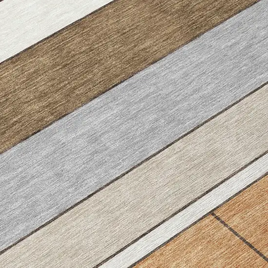 Copper And Orange Geometric Washable Indoor Outdoor Area Rug Photo 4
