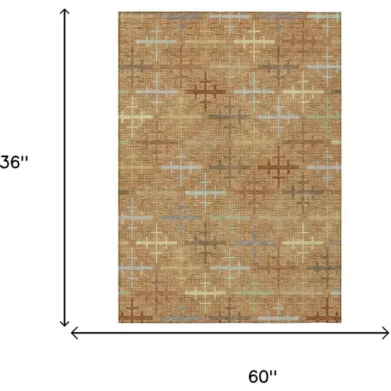 Copper And Orange Geometric Washable Indoor Outdoor Area Rug Photo 5