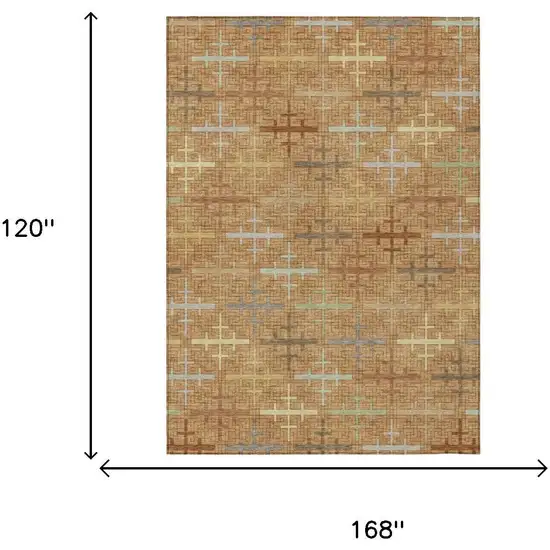 Copper And Orange Geometric Washable Indoor Outdoor Area Rug Photo 5