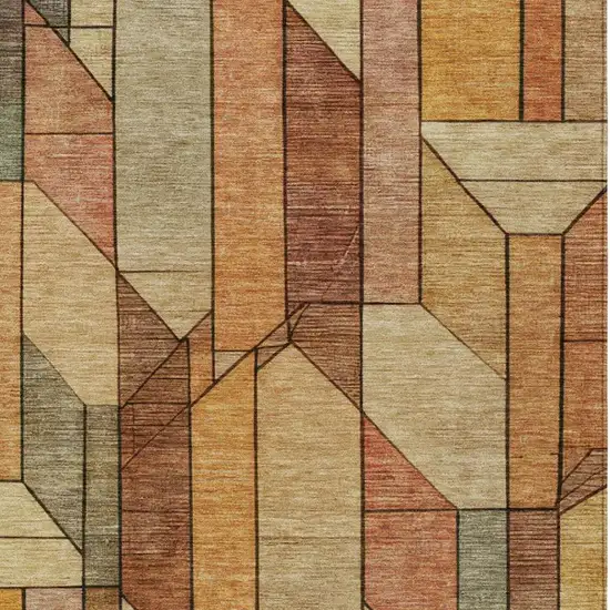 Copper And Orange Geometric Washable Indoor Outdoor Area Rug Photo 3